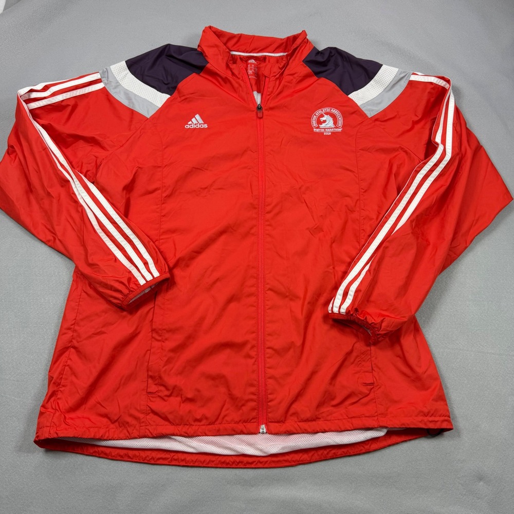 Adidas 2018 Boston Marathon BAA Running Jacket Red Mens XL Full Zip Windbreaker